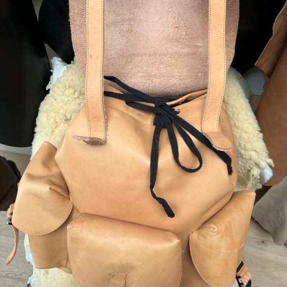 Large leather backpack, handmade, 100% leather.